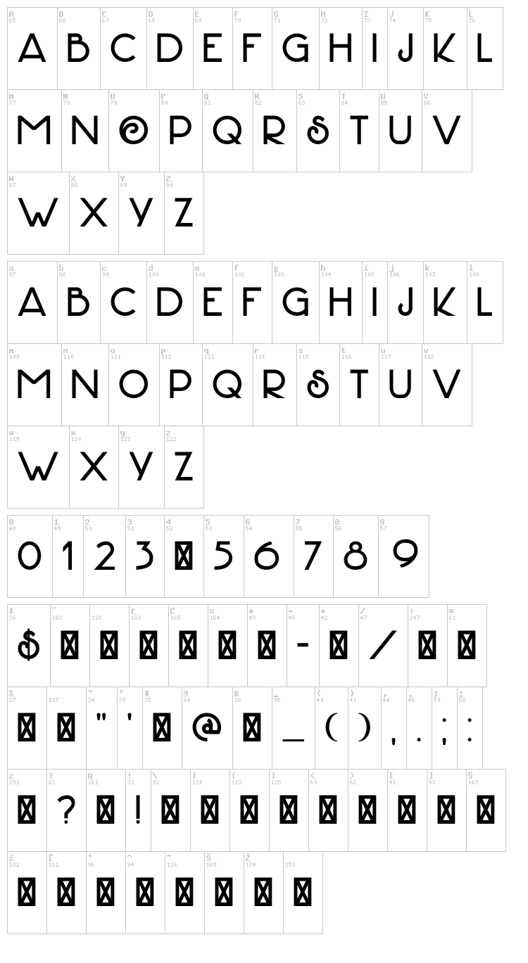 DK Hofstad font map